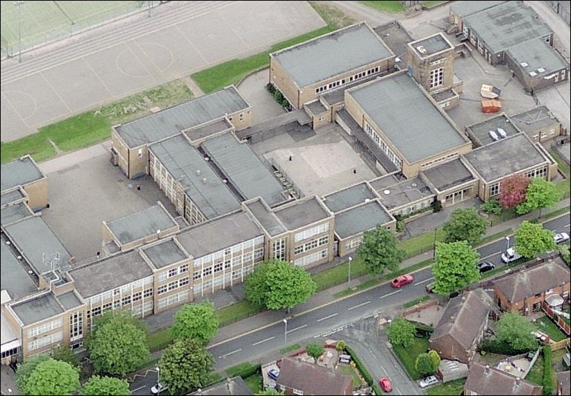 to the right - some of the original buildings when Holden Lane Junior High School opened in 1965