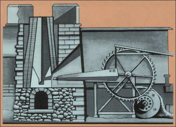 Sectional view of an Eighteenth Century blast furnace