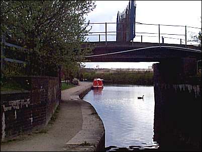 On the Trent & Mersey canal, the Sentinel newspaper offices in the distance