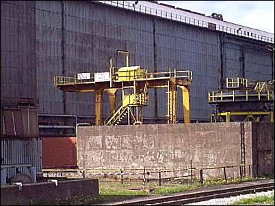 Close up of the crane in the scale plant.