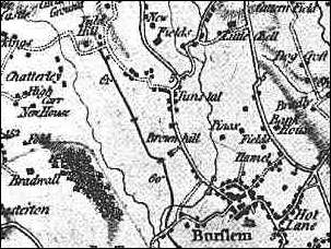 Tunstall from W. Yates' A Map of the County of Stafford, 1775