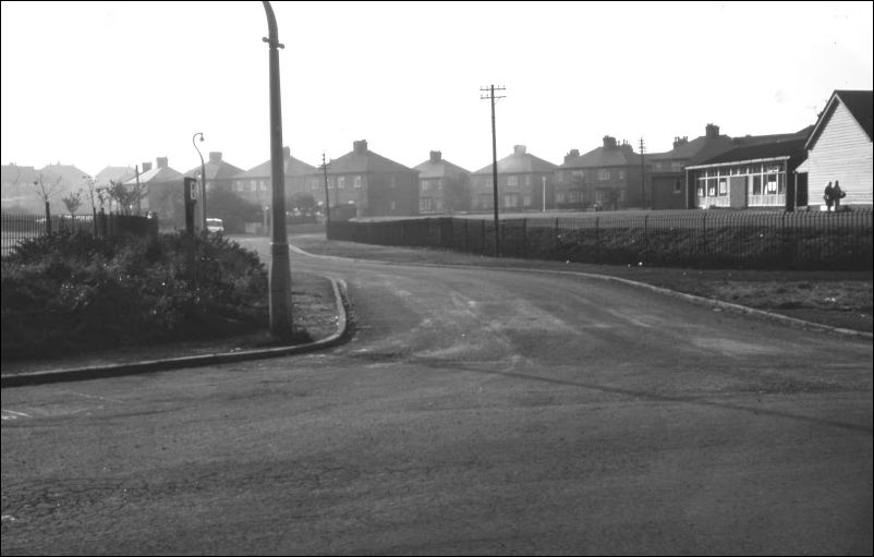 Abbey Lane, view west from Abbey Road, Abbey Hulton Infants School on right - c. 1963/4