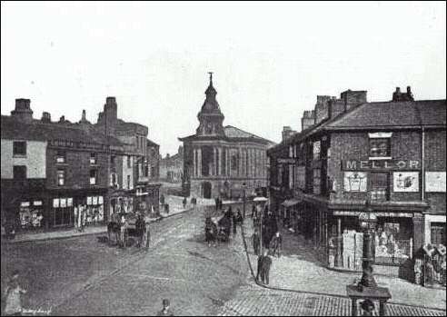 1893 picture of Market Place and the Town Hall
