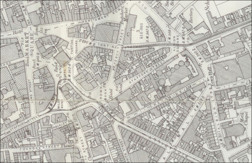 1898 map of Hanley town centre
