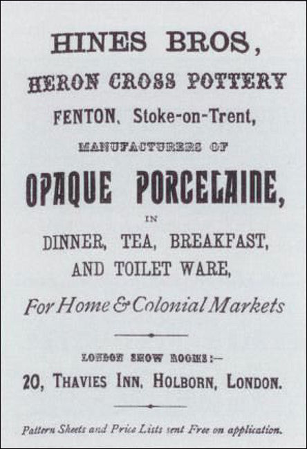 Hines Bros advert - from a 1889 Keates directory
