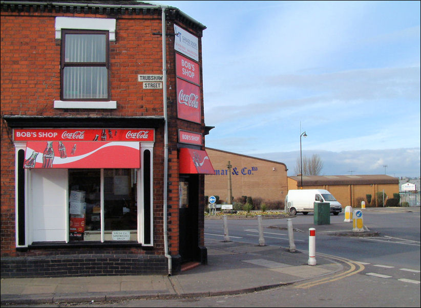 Bob's Shop on the corner of Trubshaw Street and Newcastle Street 