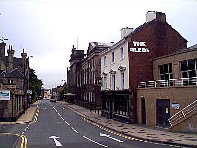 Glebe Street, showing the The Glebe Hotel and Town Hall on the right