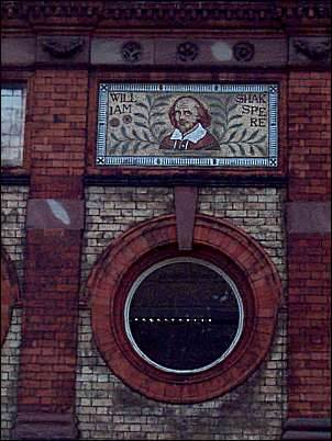 mosaic depicting Shakespeare in the central panel