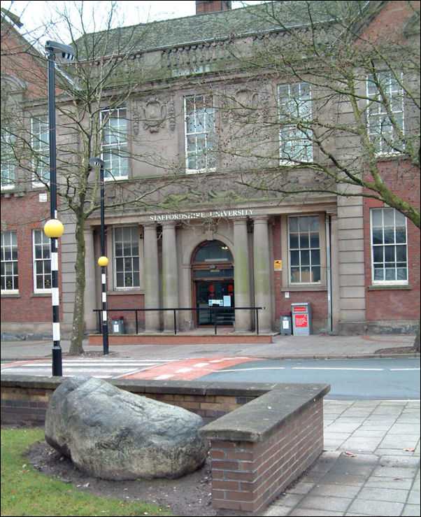 a galcial erratic outside the Flaxman Building, opposite the main entrance to the university