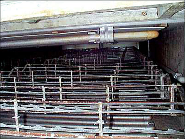 Looking up inside of the mangle 