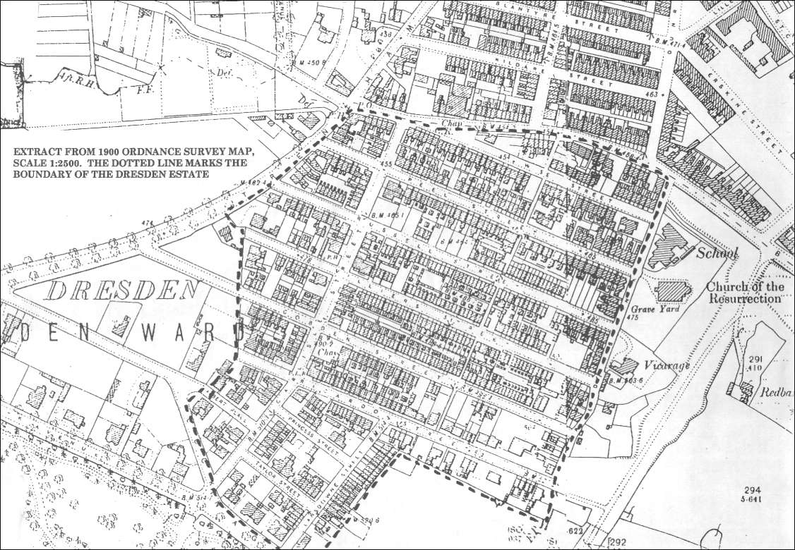 1900 OS map of Dresden, (Longton) 
