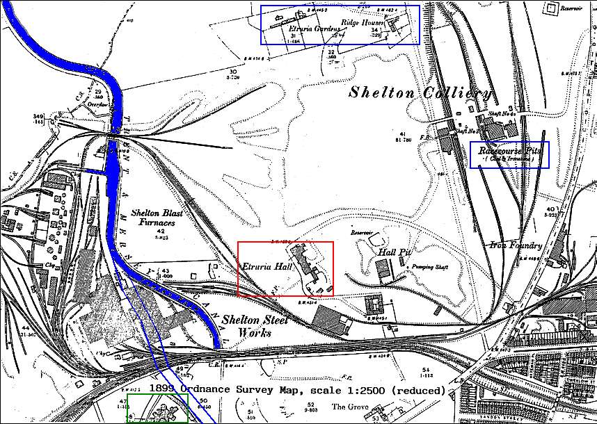 1899 Ordnance Survey map of Shelton Works