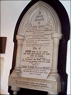 Memorial to Jesse Shirley inside Etruria Methodist Chapel