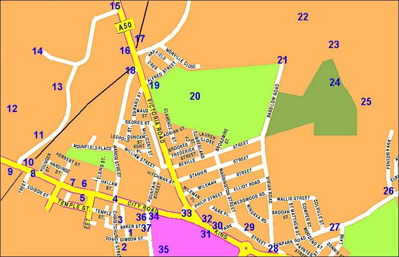 The location map for a photo walk around Fenton, Stoke-on-Trent
