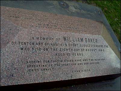 William Bakers tombstone in the grounds of Christchurch, Fenton