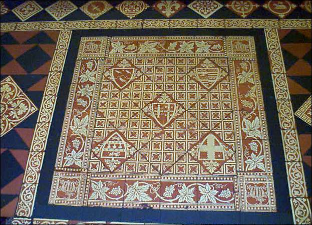 Encaustic floor tiles throughout