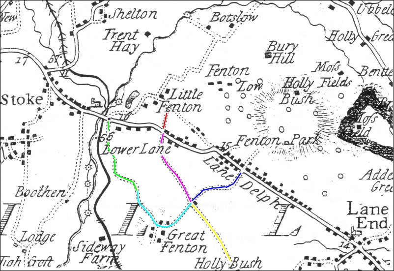 1775 Yates map showing Grove Road and Great Fenton