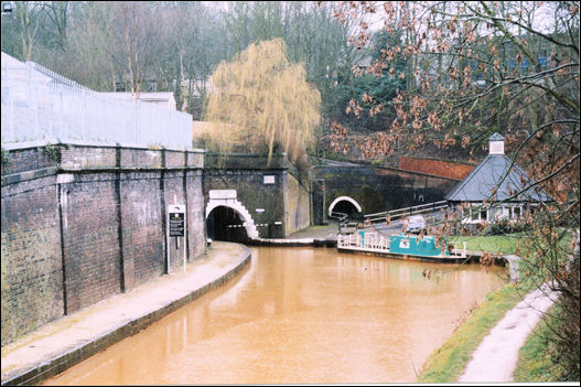 North entrance, the Telford tunnel to the left and Brindley's to the right