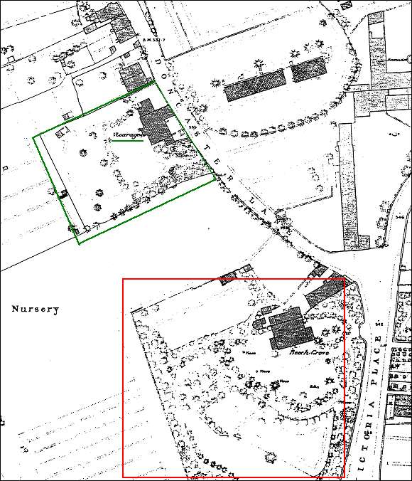 1877 Ordnance Survey map - shows Beech Grove built in 1792 for John Harrison. 
