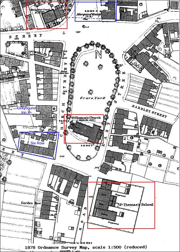 1878 Ordnance Survey map of Penkhull Square