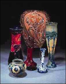 Selection of Moorcroft vases sold in 1995.