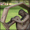 Statue in Trentham Gardens  commemorating the transfer of the clearing banks in the Second World War