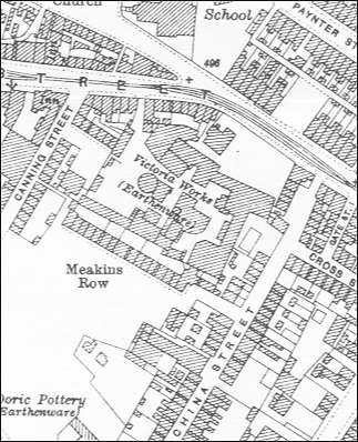 The Victoria Works from a 1922 OS map of Fenton